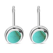 Turquoise Oval Stud Silver Earrings - e368